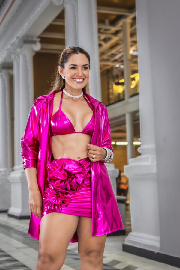 Kimono Feminino Lamê Pink Carnaval Glow