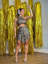 Conjunto Feminino Saia Paetê Assimétrica & Cropped Carnaval Luxo